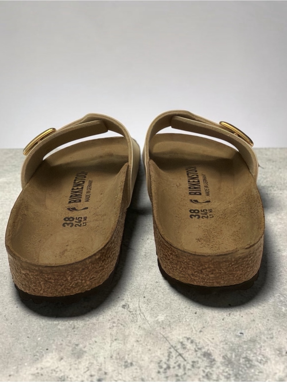 Birkenstock Madrid Graceful Pearl White Single-Buckle Slide Sandals - Picture 5 of 8